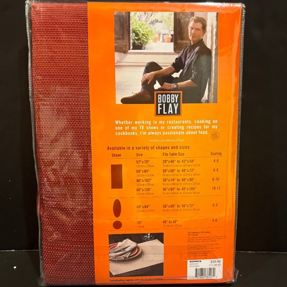 NIP Bobby Flay "Gramercy" 70" Round Tablecloth - Rustic Red - Picture 2 of 2